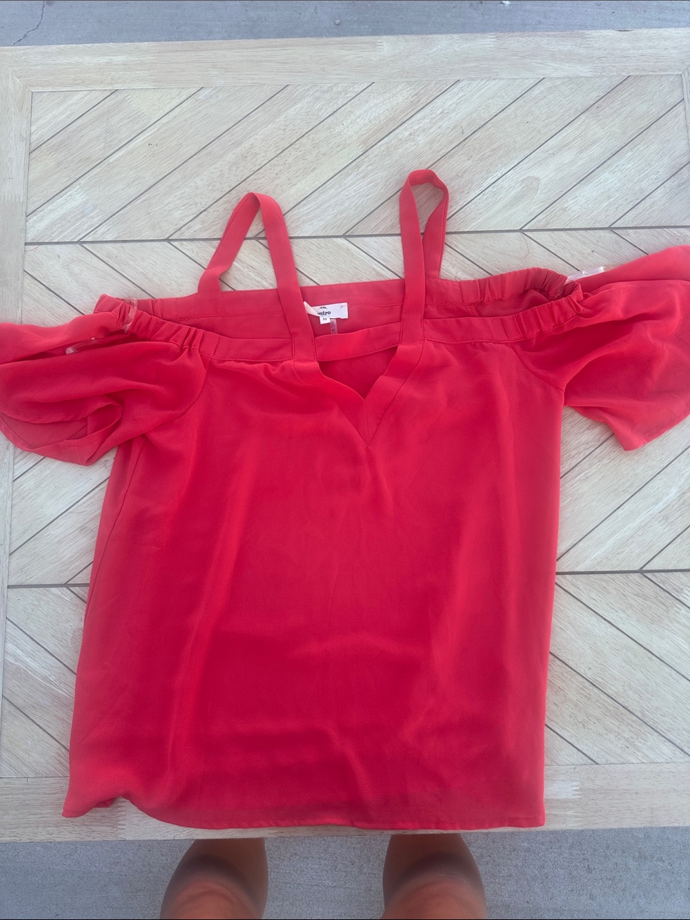 entro Red Off-Shoulder Blouse with Straps